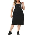 thumbnail image 1 of Agnes Orinda Women's Plus Size Jean Skirt Distressed Racerback Suspender Denim Overall Dress 3X Black, 1 of 6