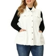thumbnail image 1 of Agnes Orinda Women's Plus Size Jean Vest Sleeveless Raw Hem Casual Denim Jacket 1X White, 1 of 7