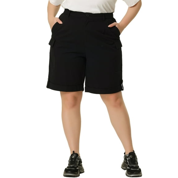 Agnes Orinda Women's Plus Size Jogger Cargo Pocket Track Midi Bermuda Shorts