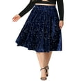 thumbnail image 1 of Agnes Orinda Women's Plus Size Knee Length Star Sequin Velet Skirt, 1 of 6