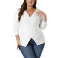 thumbnail image 1 of GRACE & GRANDEUR Women's Plus Size Knit Deep V Neck Wrap Curvy Pullover Sweaters 3X White, 1 of 6