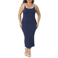 thumbnail image 1 of Agnes Orinda Women's Plus Size Knit Tank Dresses Contrast Side Slit Square Neck Sleeveless Summer Dresses 1X Dark Blue, 1 of 6