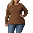 thumbnail image 1 of Agnes Orinda Women's Plus Size Knit Thin Fall Winter Trendy Crochet Comfy Pullover Sweaters 3X Brown, 1 of 6
