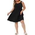 thumbnail image 1 of Agnes Orinda Women's Plus Size Lace Shoulder Straps Knee Length Sleepshirts 1X Black, 1 of 5