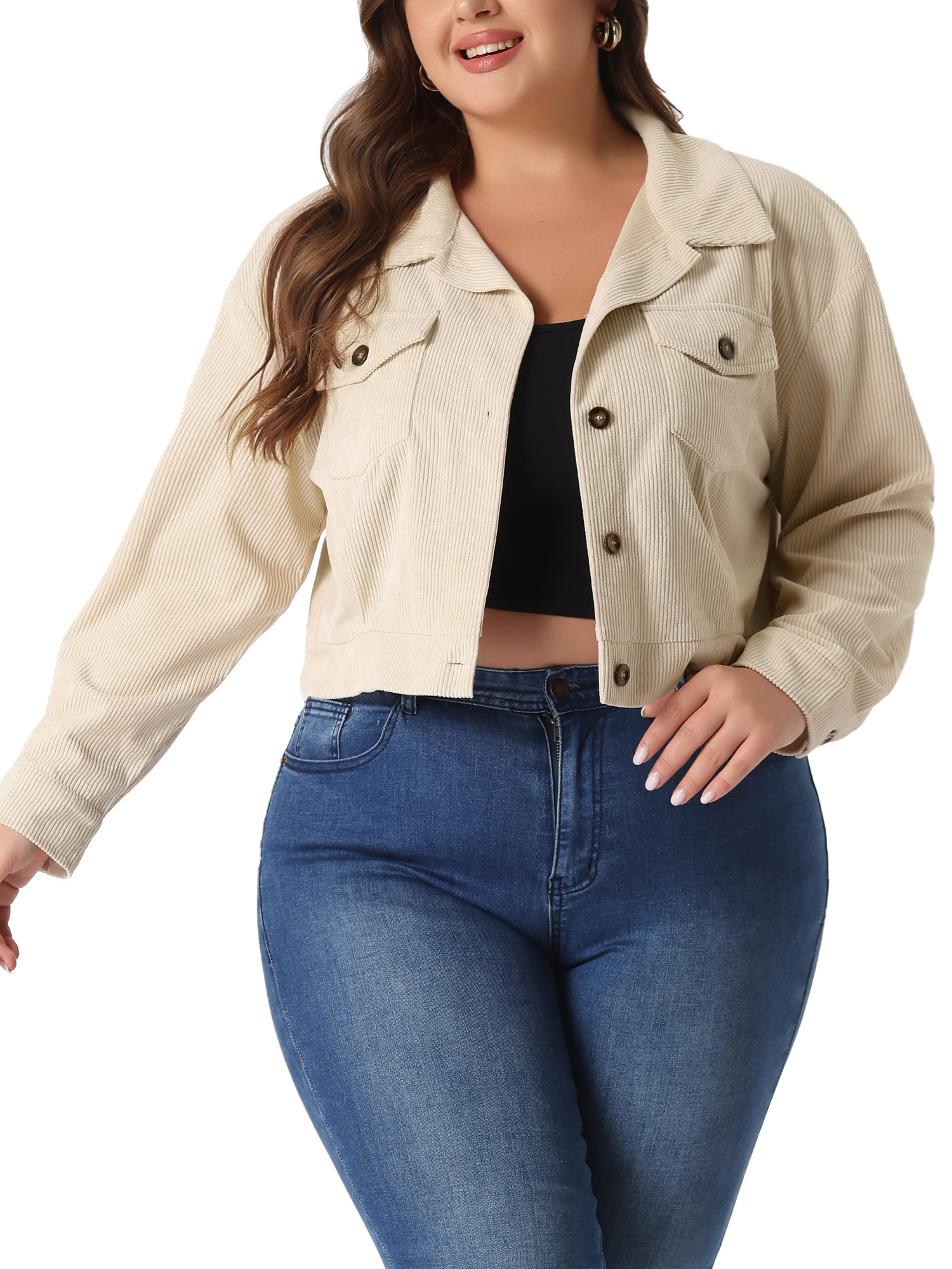 Agnes Orinda Women's Plus Size Lightweight Utility Jacket - Stand Collar Drawstring Waist