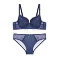 thumbnail image 1 of INSPIRE CHIC Women's Plus Size Lingerie Sets Two Piece Lace Polka Dots Bra and Panty Set Bralette D 40 Dark Blue, 1 of 6