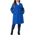 thumbnail image 1 of Agnes Orinda Women's Plus Size Long Coats Notched Lapel Double Breasted Winter Coat with Pockets 2X Royal Blue, 1 of 6