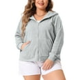 thumbnail image 1 of Agnes Orinda Women's Plus Size Long Sleeve Hoodies Zippered Sport Pockets Jacket 1X Grey, 1 of 5