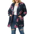 thumbnail image 1 of Agnes Orinda Women's Plus Size Duster Floral Sweater Lightweight Cardigan 1X Navy Blue, 1 of 8