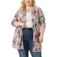thumbnail image 1 of Agnes Orinda Women's Plus Size Duster Floral Sweater Lightweight Cardigan 2X Pink, 1 of 6