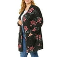 thumbnail image 1 of Agnes Orinda Women's Plus Size Long Sleeve Kimono Floral Spring Fall Thin Knit Sweater Cardigans 3X Black, 1 of 8