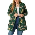 thumbnail image 1 of Agnes Orinda Women's Plus Size Duster Floral Sweater Lightweight Cardigan 3X Green, 1 of 5