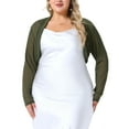 thumbnail image 1 of Agnes Orinda Women's Plus Size Long Sleeve Open Front Sheer See Through Mesh Bolero Shrug Crop Cardigans 1X Army Green, 1 of 6