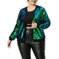 thumbnail image 1 of Agnes Orinda Women's Plus Size Metallic Jacket Sparkle Party Sequin Bomber Jackets 3X Green, 1 of 6