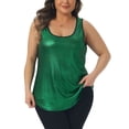 thumbnail image 1 of Agnes Orinda Women's Plus Size Metallic Tank Tops Party Glitter Camisole Sleeveless Square Neck Sparkly Tee Blouse 4X Dark Green, 1 of 6