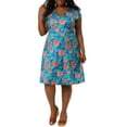 thumbnail image 1 of Agnes Orinda Women's Plus Size Midi Dress Summer V Neck Cap Sleeve Floral  A Line ShirtMidi Dress, 1 of 7