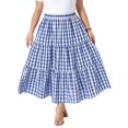 thumbnail image 1 of Agnes Orinda Women's Plus Size Mother's Day Plaid Skirts 1950s Gingham Tiered Layer Flowy Maxi Summer Casual A Line Skirts with Pockets 4X Blue, 1 of 6