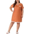 thumbnail image 1 of Agnes Orinda Women's Plus Size Nightgowns Polka Dots V Neck Short Sleeve Midi Sleepshirt 1X Orange, 1 of 6