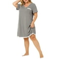 thumbnail image 1 of Agnes Orinda Women's Plus Size Nightgowns Polka Dots V Neck Short Sleeve Midi Sleepshirt 2X Gray, 1 of 8