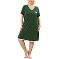 thumbnail image 1 of Agnes Orinda Women's Plus Size Nightgowns Polka Dots V Neck Short Sleeve Midi Sleepshirt 4X Dark Green, 1 of 8