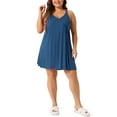 thumbnail image 1 of Agnes Orinda Women's Plus Size Nightgown Spaghetti Strap V Neck Sleeveless Racerback Sleepwear Chemise Nightdress 2X Blue, 1 of 6