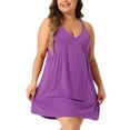 thumbnail image 1 of Agnes Orinda Women's Plus Size Nightgown Spaghetti Strap V Neck Sleeveless Racerback Sleepwear Chemise Nightdress 3X Purple, 1 of 5