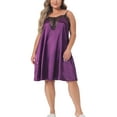 thumbnail image 1 of Agnes Orinda Women's Plus Size Valentines Day Nightgown Spaghetti Strap Lace Lounge Satin Sleep Dresss 2X Purple, 1 of 6
