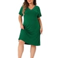 thumbnail image 1 of Agnes Orinda Women's Plus Size Mother's Day Nightgowns Lace V Neck Short Sleeve Pajamas Sleepwear Dress 4X Dark Green, 1 of 6