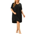 thumbnail image 1 of Agnes Orinda Women's Plus Size Nightgowns Short Sleeve Round Neck Pajamas Nightshirt 2X Black, 1 of 7