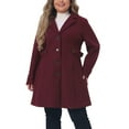 thumbnail image 1 of Agnes Orinda Women's Plus Size Notched Lapel Elegant Fall Winter Overcoat 1X Burgundy, 1 of 6
