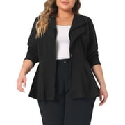 Agnes Orinda Women's Plus Size Office Work Double Lapel Button Peplum Blazer Jackets