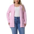 thumbnail image 1 of GRACE & GRANDEUR Women's Plus Size Open Front Long Sleeves Sweater Mid Length Cardigan 4X Pink, 1 of 6