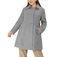 thumbnail image 1 of MODA NOVA Juniors Plus Size Single Breasted Cinched Waist Winter Long Coat 4X Gray, 1 of 5