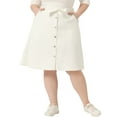 thumbnail image 1 of Agnes Orinda Women's Plus Size Outfits Fashion Tie Waist A Line Midi Denim Skirt 3X White, 1 of 6