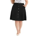 thumbnail image 1 of Agnes Orinda Women's Plus Size Outfits Fashion Tie Waist A Line Midi Denim Skirt 4X Black, 1 of 8