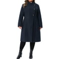thumbnail image 1 of Agnes Orinda Women's Plus Size Overcoat Classic Stand Collar Long Sleeve Back Split Winter Long Coat with Pockets 1X Dark Blue, 1 of 6