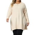thumbnail image 1 of Agnes Orinda Women's Plus Size Sweater Crew Neck Long Sleeves Side Slits Knit Pullover Oversized Sweaters 3X Apricot, 1 of 7