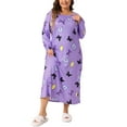 thumbnail image 1 of Agnes Orinda Women's Plus Size Valentines Day Pajamas Crew Neck Long Sleeve Sleep Dress Casual Nightgown Sleepwear 1X Light Purple, 1 of 6