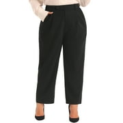 AGNES ORINDA Women's Plus Size Pleated Work Office Outfits High Waisted Straight Business Casual Pants with Pocket 4X Gray