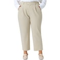 thumbnail image 1 of Agnes Orinda Women's Plus Size Pleated Work Office Outfits High Waisted Straight Business Casual Pants with Pocket 2X Light Khaki, 1 of 6