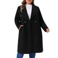 thumbnail image 1 of Agnes Orinda Women's Plus Size Peacoat Overcoat Notch Big Lapel Double Breasted Mid-Long Trench Coat 4X Black, 1 of 6