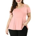 thumbnail image 1 of Agnes Orinda Women's Plus Size Peplum Modern Fit Off Shoulder Summer Top, 1 of 6