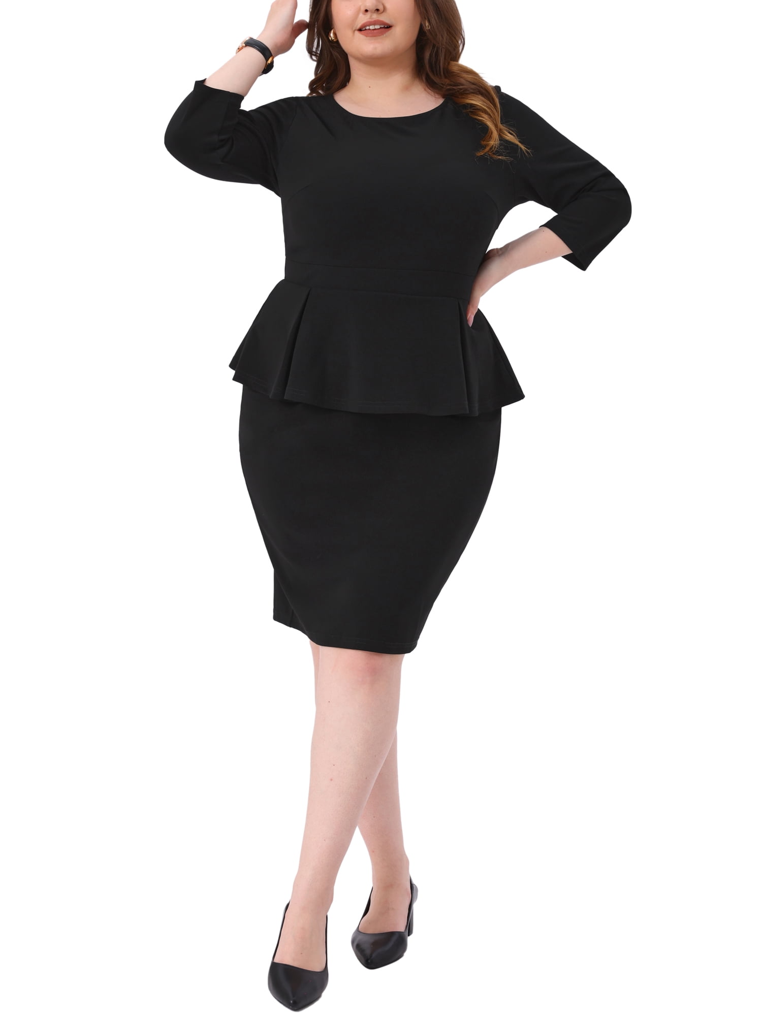 black peplum pencil dress Oscar de la Renta