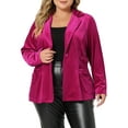 thumbnail image 1 of GRACE & GRANDEUR Women's Plus Size Peplum Blazer Long Sleeve Button Notched Lapel Velvet Jacket 1X Hot Pink, 1 of 6