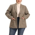 thumbnail image 1 of Agnes Orinda Women's Plus Size Plaid Notched Lapel Wear-to-Work Formal Blazer 4X Brown, 1 of 6
