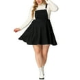 thumbnail image 1 of Agnes Orinda Women's Plus Size Pleated Faux Suede Mini Overall Suspender Skirt 3X Black, 1 of 5