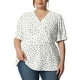 thumbnail image 1 of Agnes Orinda Women's Plus Size Valentines Day Polka Dots V Neck Short Sleeve Peplum Wrap Top 4X White, 1 of 6
