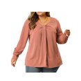 thumbnail image 1 of Agnes Orinda Women's Plus Size Relaxed Fit Solid Long Sleeve V Neck Twist Top, 1 of 8