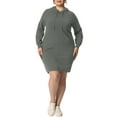 thumbnail image 1 of Agnes Orinda Women's Plus Size Rib Knit Pullover Sweater Long Sleeve Hooded Bodycon Dress Army 4X Gray, 1 of 7