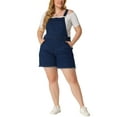thumbnail image 1 of Agnes Orinda Women's Plus Size Ripped Raw Hem Chambray Short Denim Jumpsuit, 1 of 7